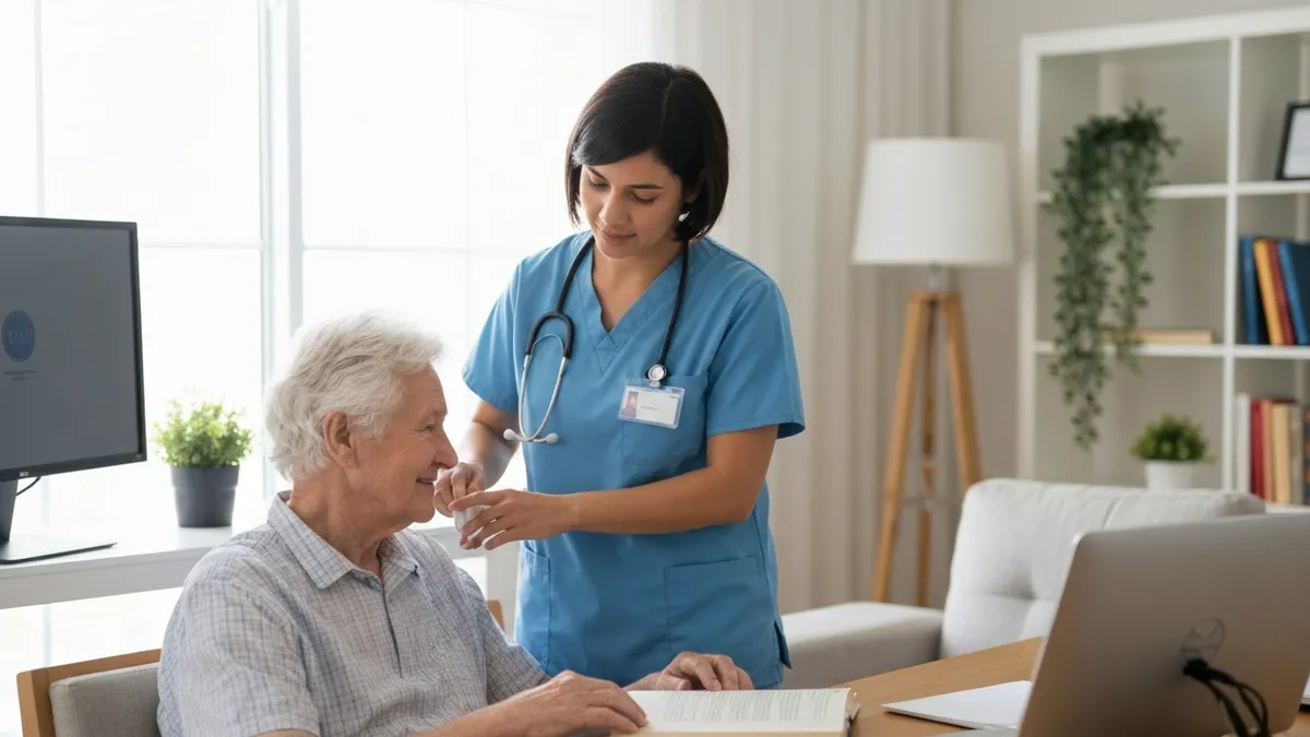 home health aide personal care duties - HHA helping elderly patient