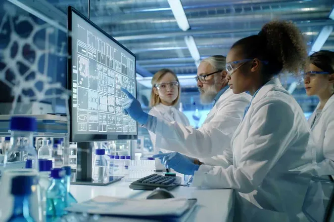 Diverse Team Researchers Analyzing Data Scientists Studying Data Large Screen X - Intersociety Committee for Pathology Information study guide