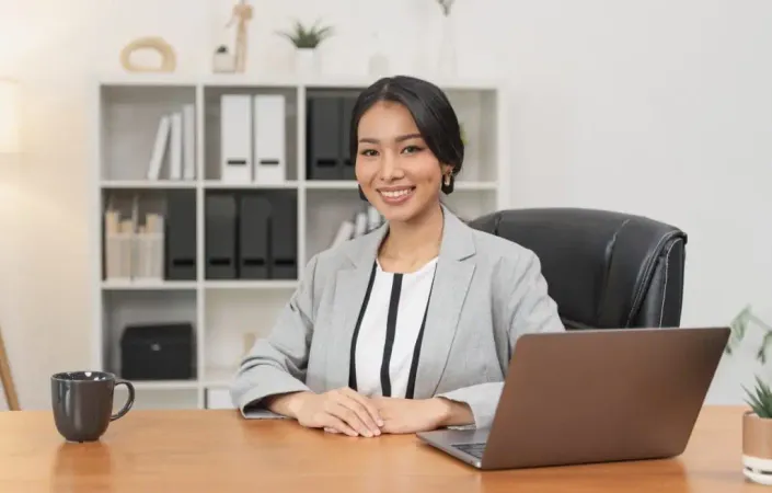 Asian Businesswoman Sitting Office Portrait Executive Woman 1 X - Master Municipal Clerk Certification study guide