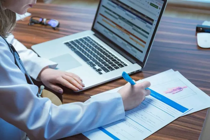 Doctor Is Working Laptop With Document Table X - Certified Medical Transcription study guide