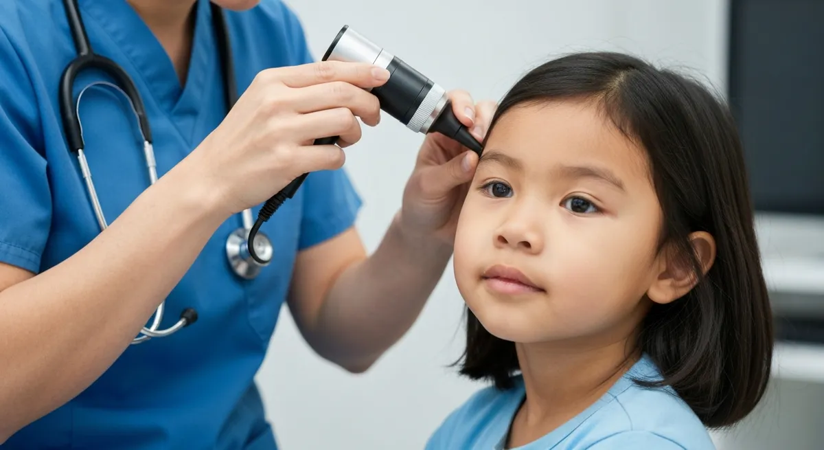 A close-up of an FNP's hands performing a pediatric examination, showcasing the broad scope of practice that is part of the fnp meaning.