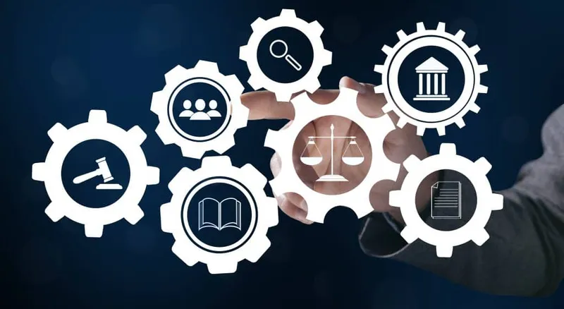 Scales Justice Icons Gears Man Tapping Screen X - Nevada Bar Exam study guide