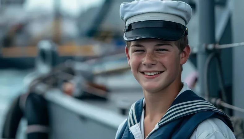 Young Man Sailors Hat Is Smiling Posing Picture X - Ordinary Seaman Exam study guide