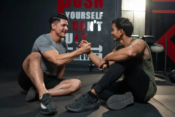 Muscular Man Athlete Sportswear Relaxing Handshake With Friend After Exercises Fitness Gym X - Positive Coaching Alliance Certification study guide