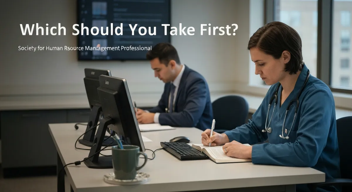 SHRM-CP - Society for Human Resource Management Certified Professional Which Should You Take First? study guide illustration