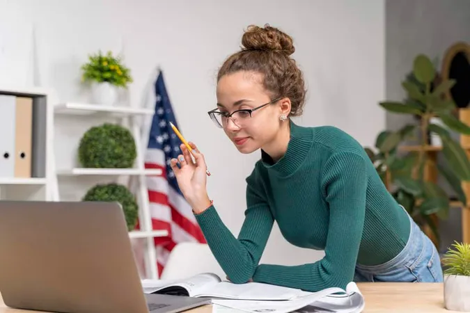 Medium Shot Girl Studying With L - TOEFL study guide