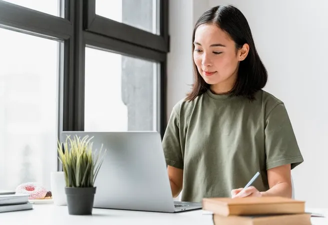 Woman Having Video Call Laptop 1 - TOEFL study guide