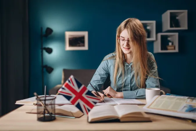 Young Ginger Girl Glasses Listen - TOEFL study guide