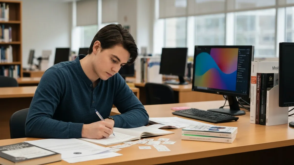 Professional typing a response email for Versant test email writing practice