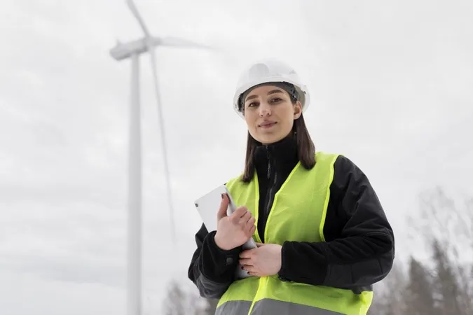 Medium Shot Smiley Engineer Holding Tablet X - Wind Turbine Technician Certification study guide