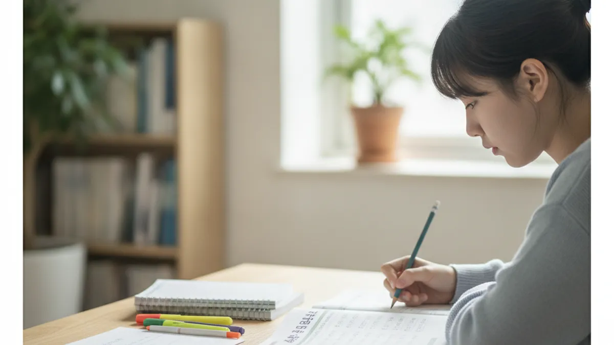 수능 30일 학습 계획을 세우며 기출 문제를 정리하는 수험생