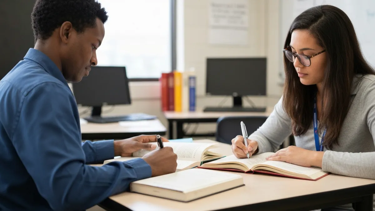 Kentucky paraeducator reviewing ESSA compliance requirements in school setting