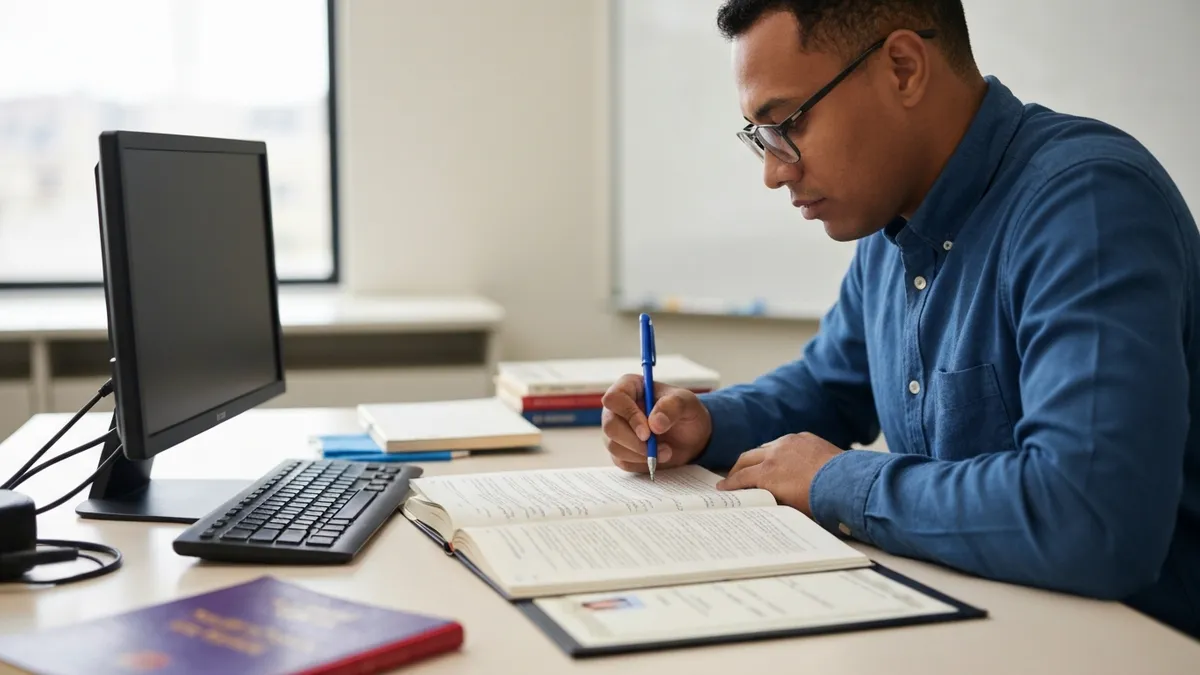 Paraeducator reviewing behavior support plan with supervising teacher