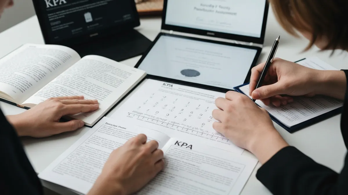 KPA math study materials including fraction worksheets, a number line, and graph paper