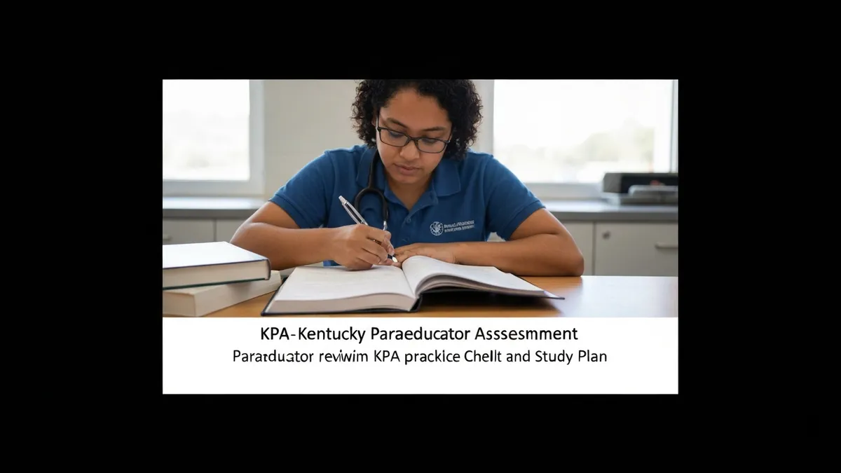 Paraeducator reviewing KPA practice checklist and study plan
