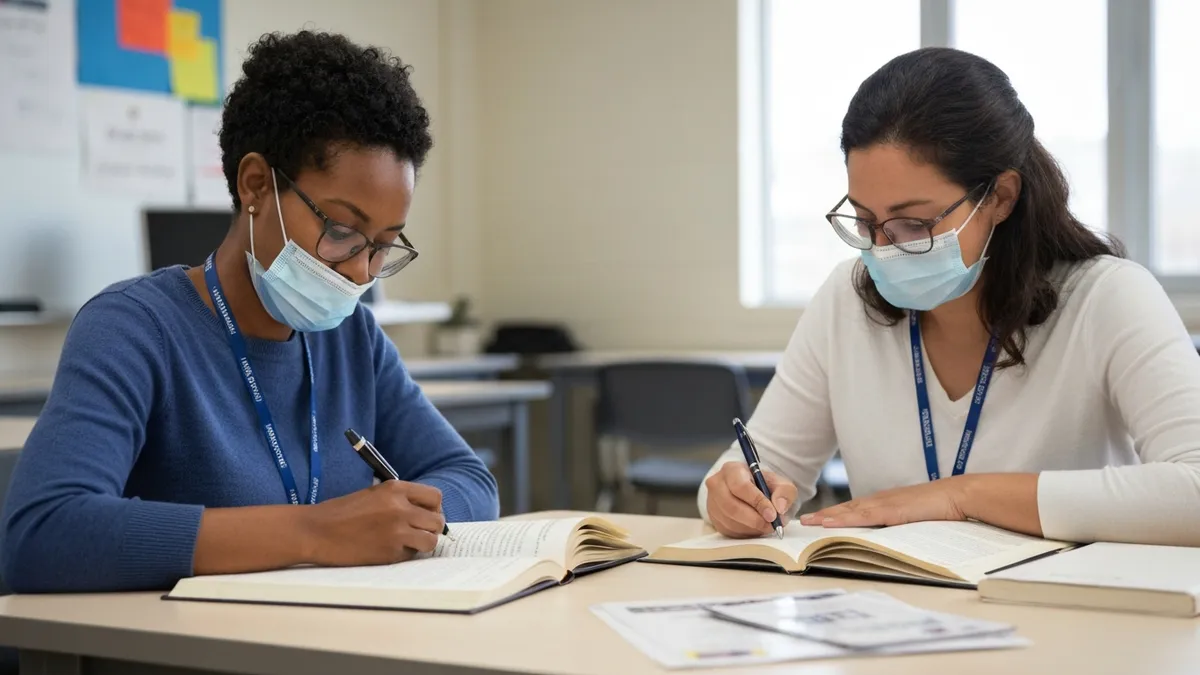 Paraeducator studying reading comprehension strategies for the KPA exam