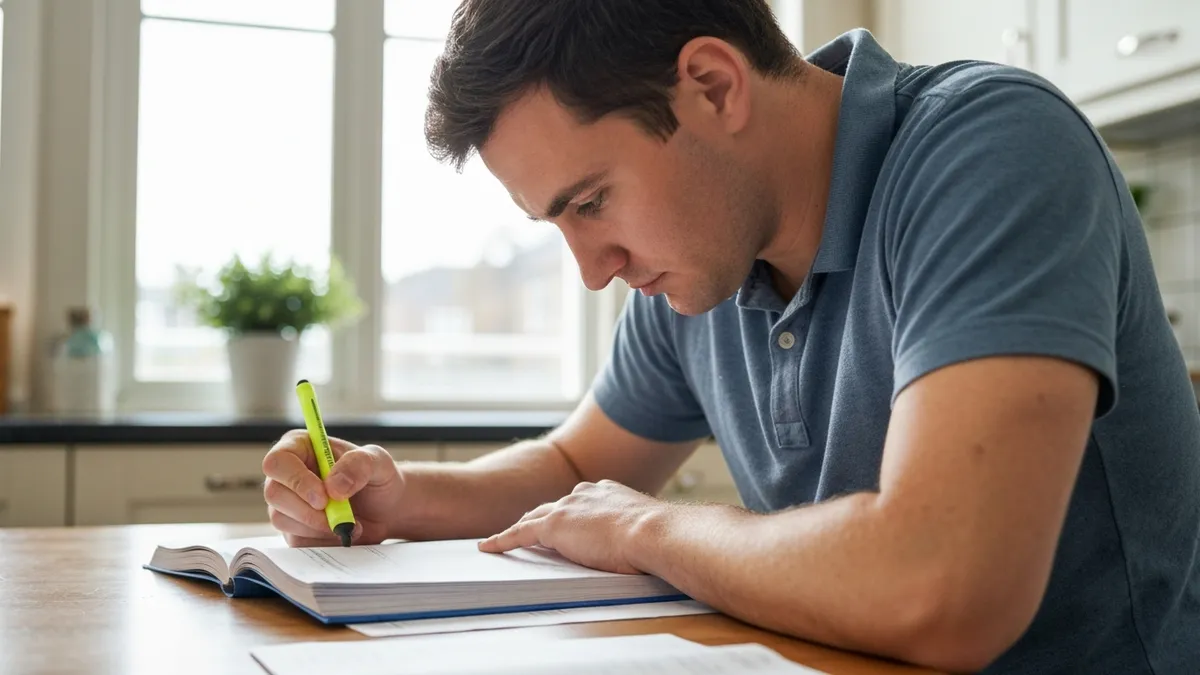 Student working through timed LNAT practice questions at a desk