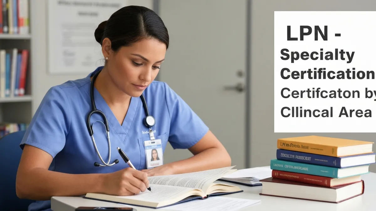 LPN Specialty Certification Comparison by Clinical - LPN - Certified Practical Nurse certification study resource