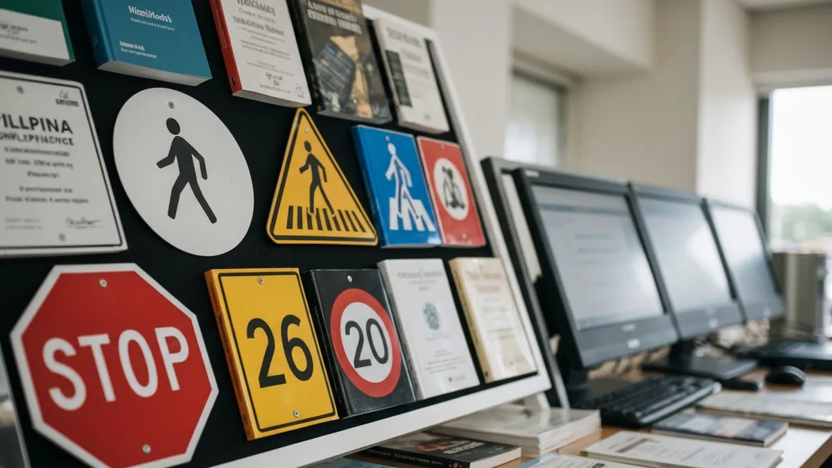 Filipino driver candidate passing LTO written exam at Land Transportation Office computer terminal to receive student permit or driver license