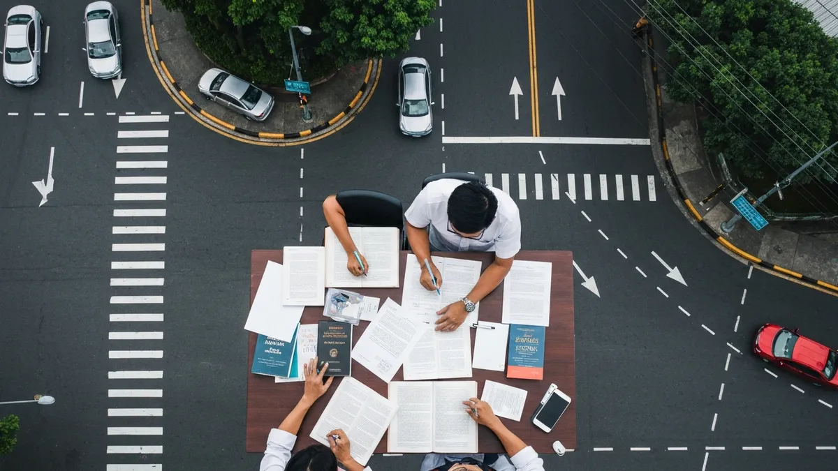 Insurance agent explaining TPL policy details to a vehicle owner at an LTO office in the Philippines