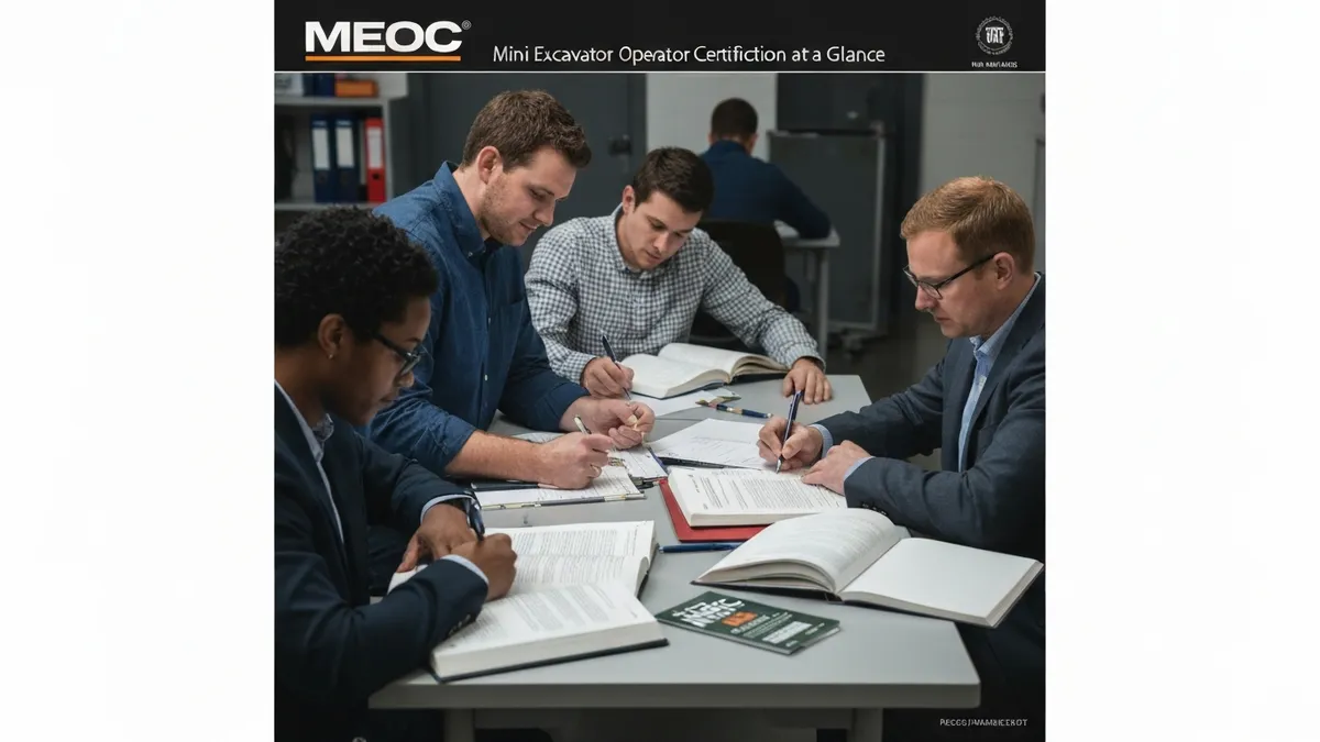 Mini Excavator Operator Certification at a Glance - MEOC - Mini Excavator Operator Certification certification study resource