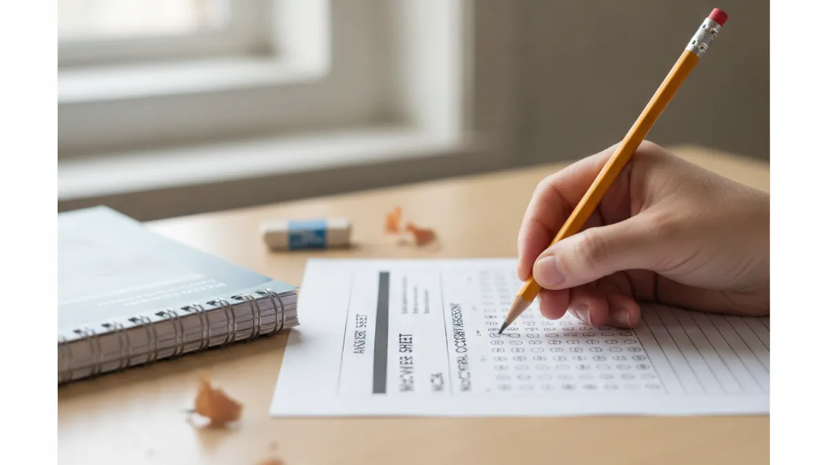 Printed MoCA answer sheet with a pencil, ready for test administration