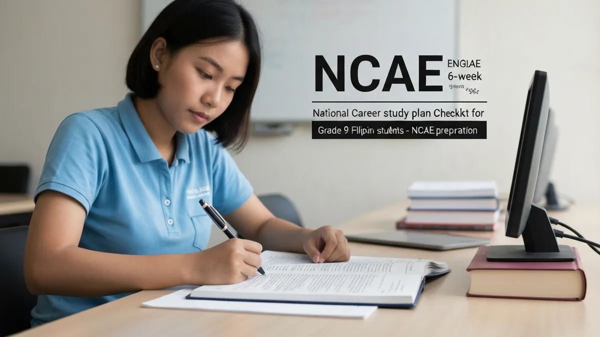 NCAE English 6-week study plan checklist for Grade 9 Filipino students - NCAE exam preparation