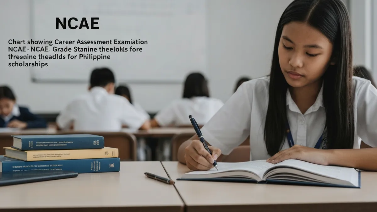 Chart showing NCAE grade stanine score thresholds for Philippine scholarships