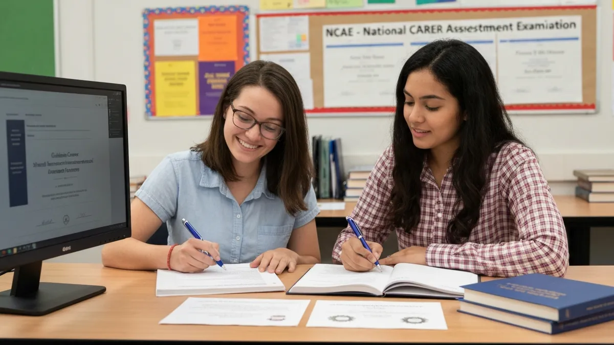 Guidance counselor reviewing NCAE strand recommendation report with a student