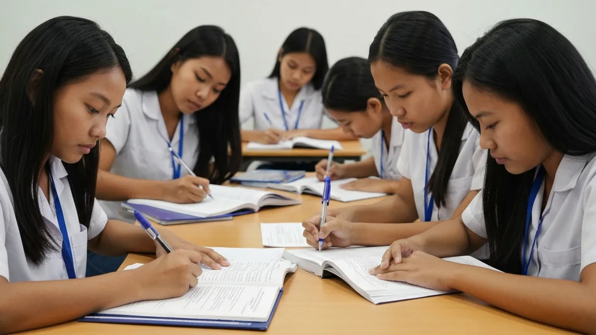 Grade 9 students preparing for the NCAE Vocational Aptitude section in the Philippines