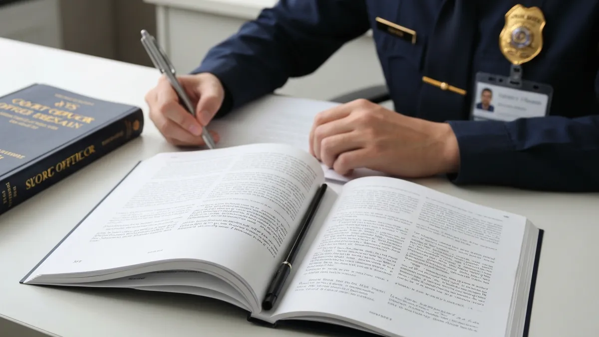 NYS Court Officer Exam study guide showing reading comprehension memory observation and civil service test topics for New York State court system