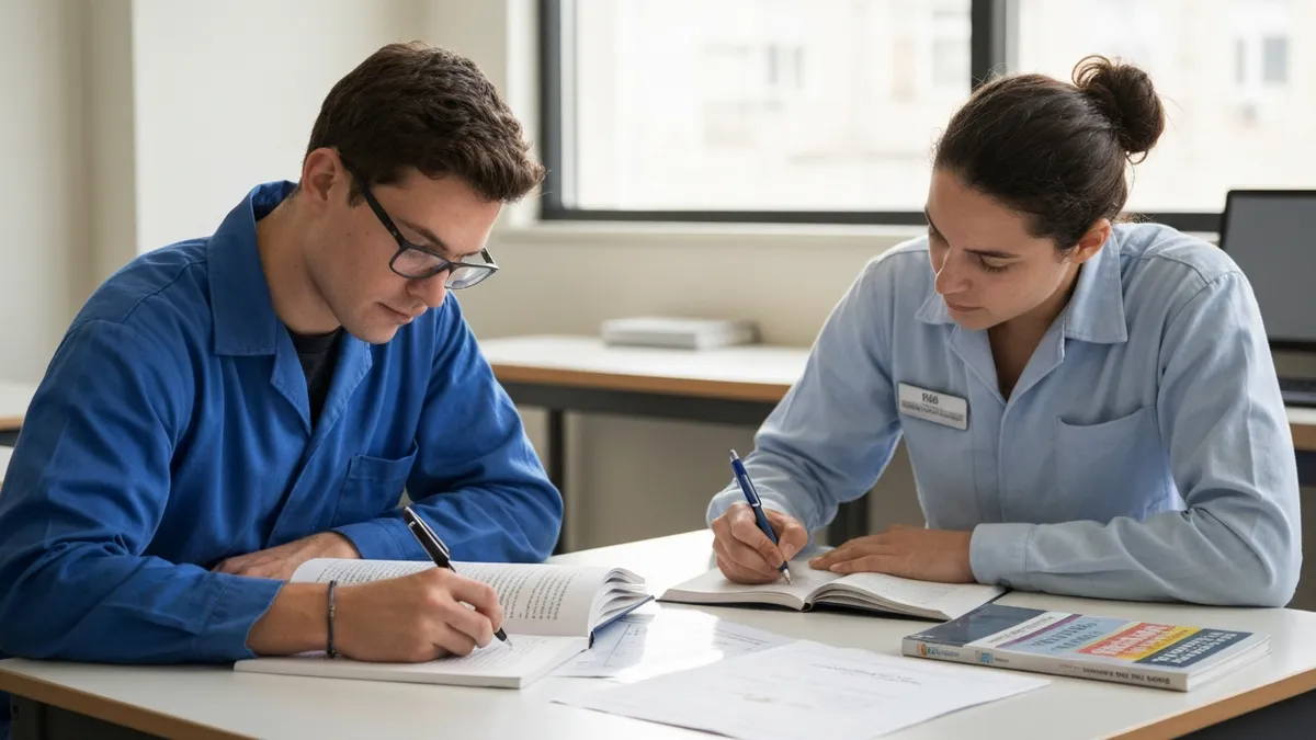 Industrial maintenance technician passing Ramsay Test assessment for manufacturing plant mechanical and electrical skills evaluation