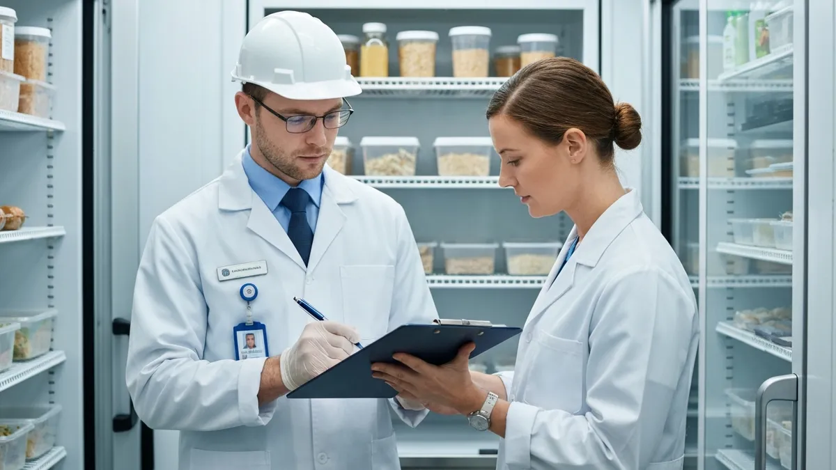 Food handler reviewing ServSafe study materials for certification renewal