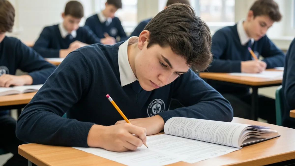 Student practicing for SHSAT exam with cutoff score target chart for NYC specialized high schools admission planning