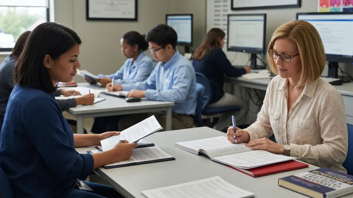 TABE test sample questions worksheet showing math and reading problems