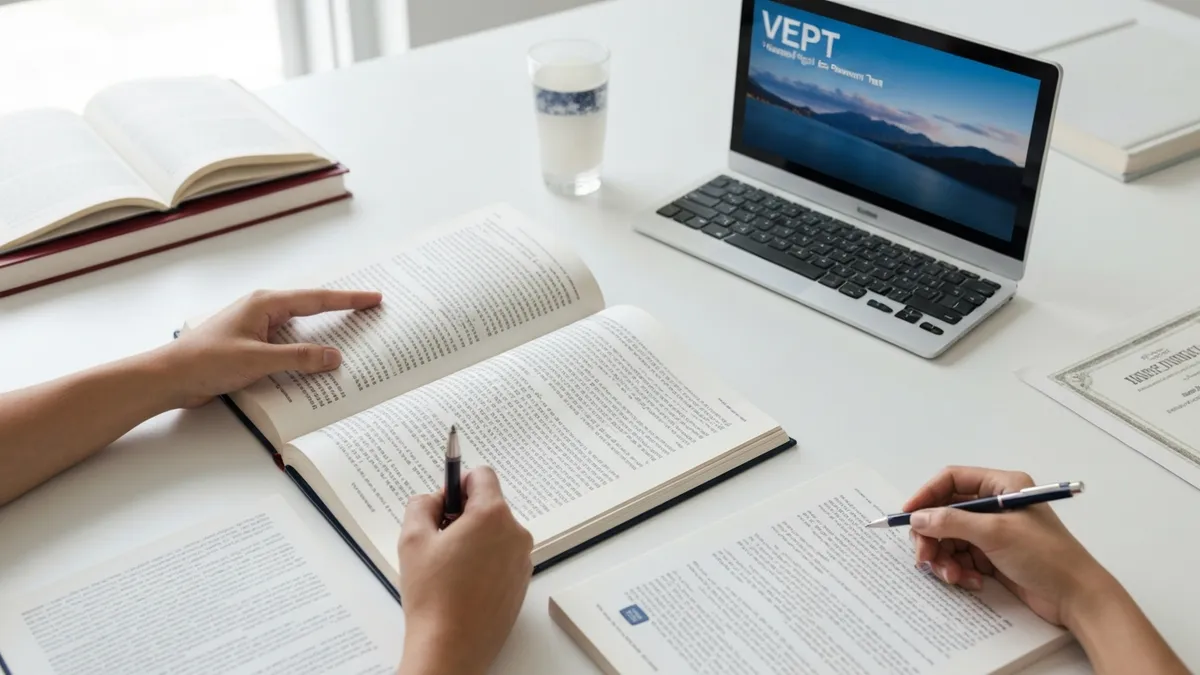 VEPT vocabulary study strategies including contextual reading and business English resources