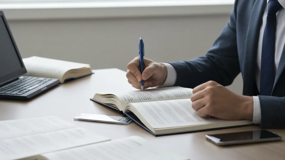 Professional reviewing Watson Glaser critical thinking appraisal results with percentile score for law firm consulting recruitment application