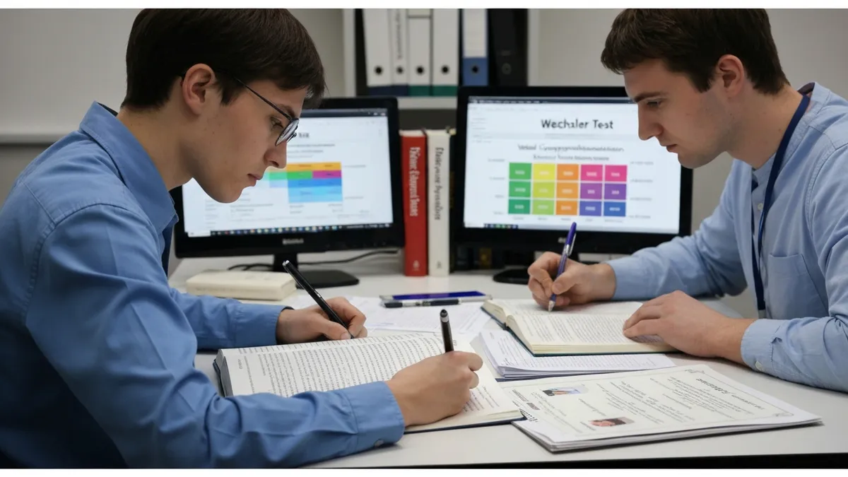 Wechsler test index scores chart showing Verbal Comprehension Visual Spatial Fluid Reasoning Working Memory and Processing Speed scales