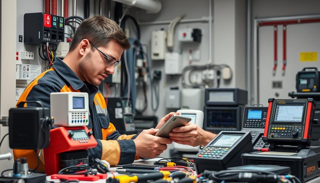 Alarm technician testing equipment