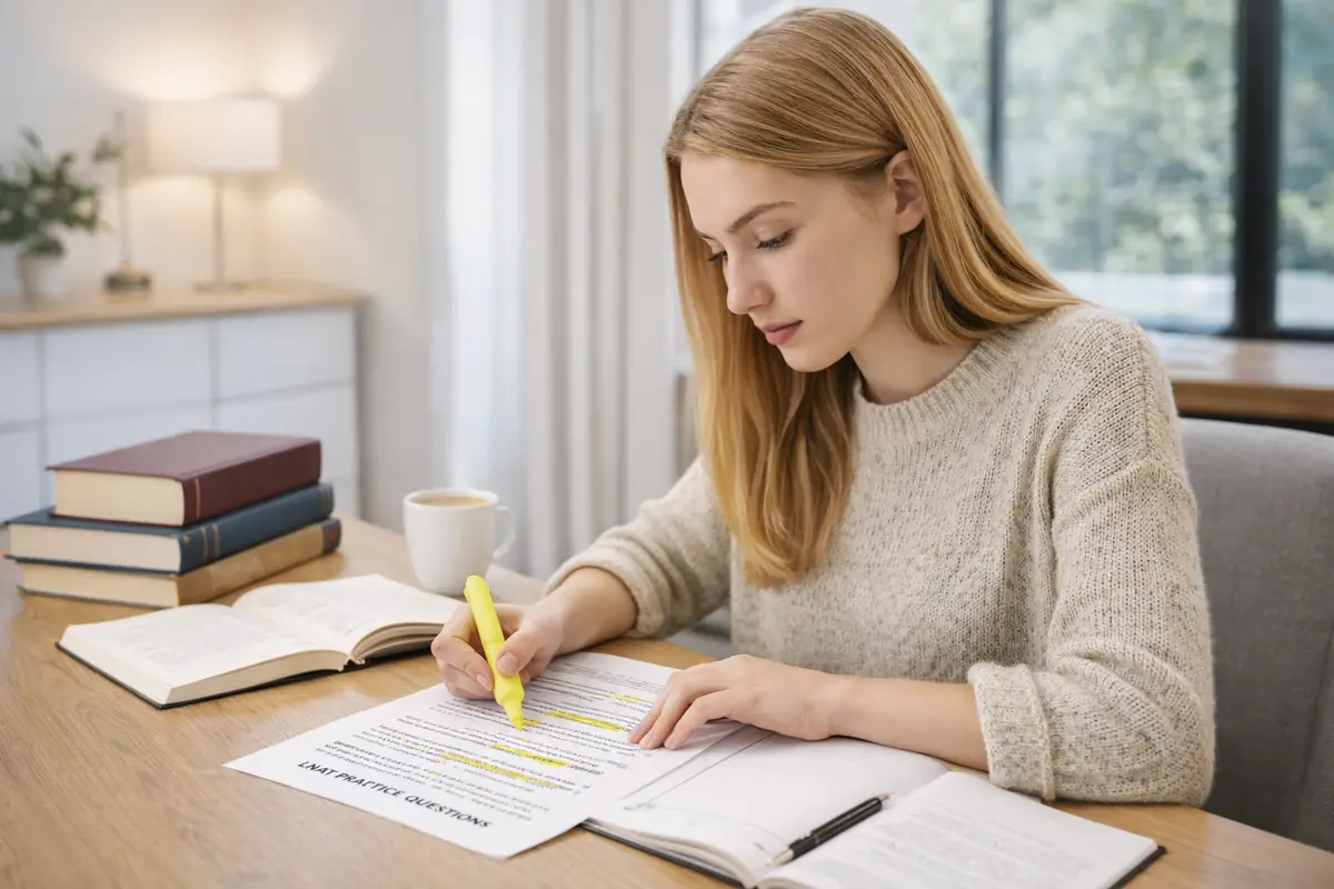 LNAT test questions displayed on a monitor for practice