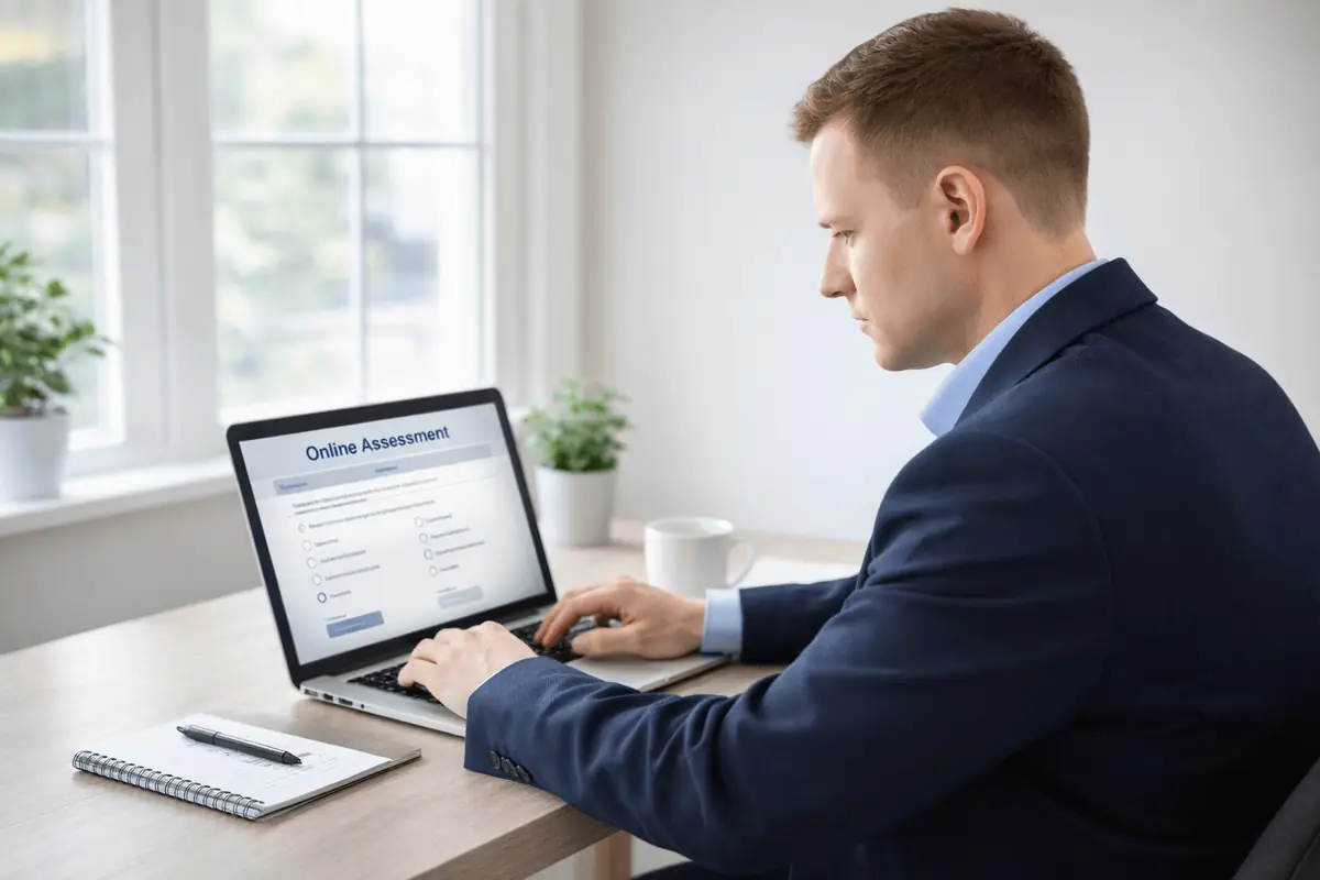 Professional taking NYS PCO online assessment in quiet environment